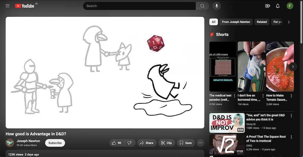 A screenshot of a YouTube video with recommended videos and YouTube Shorts to the side.